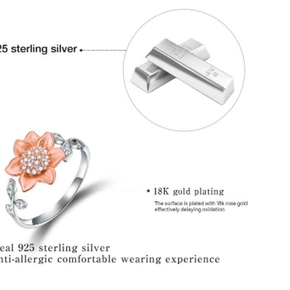 Adjustable Flower Ring, Sunflower Ring - Picture 4 of 5